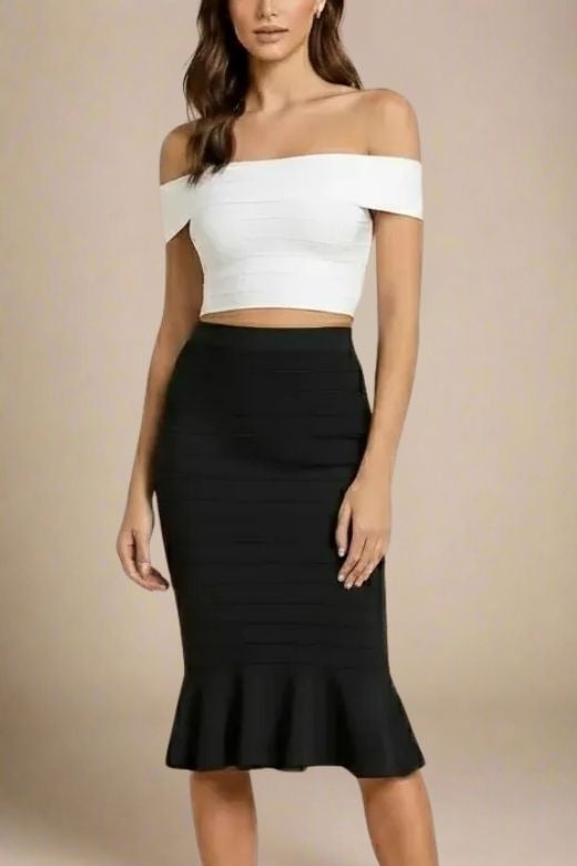 Vera Bandage Off Shoulder Top - White Pearl