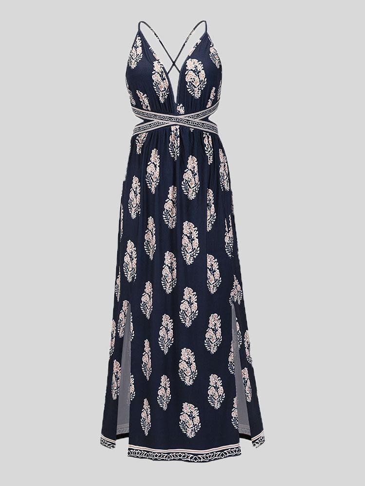 Vintage Printed Open back Bohemian Skirt