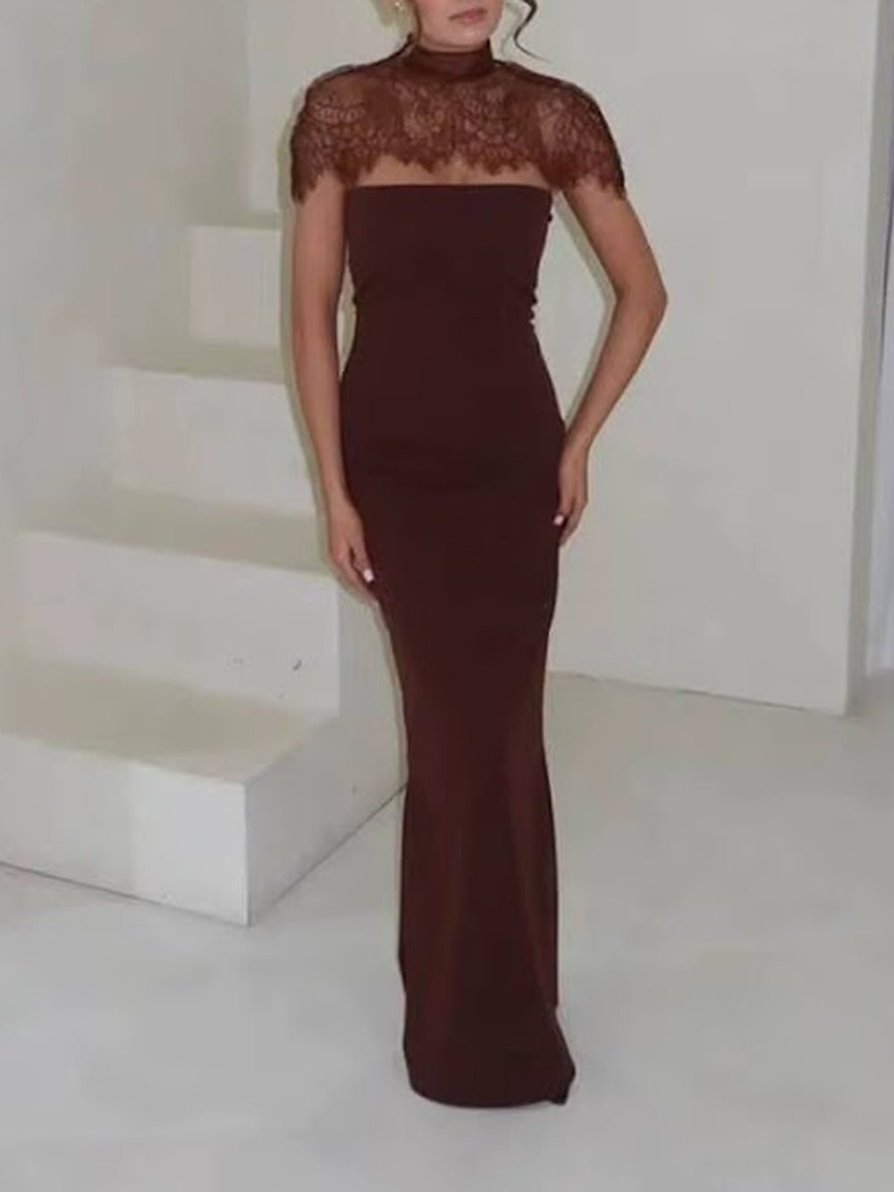 Vivienne Lace Yoke Column Gown