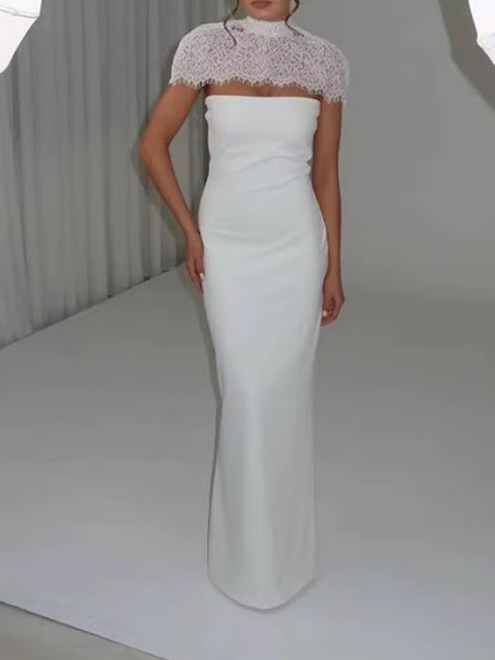 Vivienne Lace Yoke Column Gown