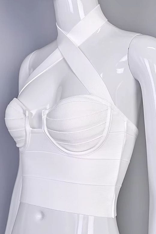 Willow Bandage Crop Top - White Pearl