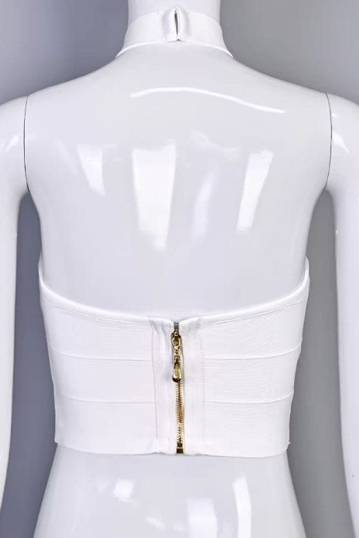 Willow Bandage Crop Top - White Pearl