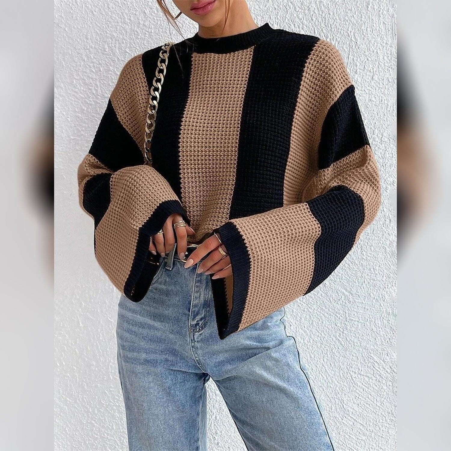 Patchwork Striped Women's Sweater