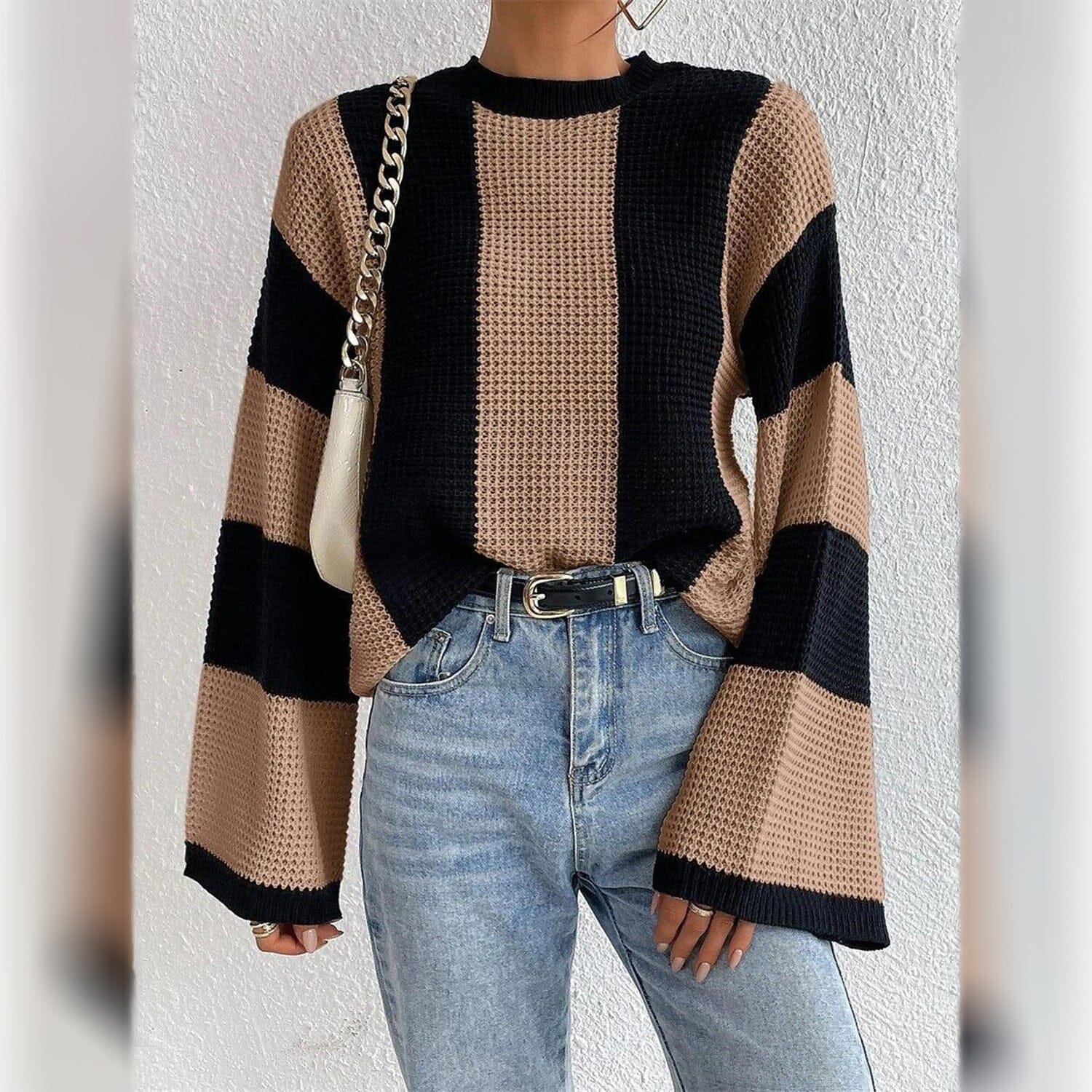 Patchwork Striped Women's Sweater