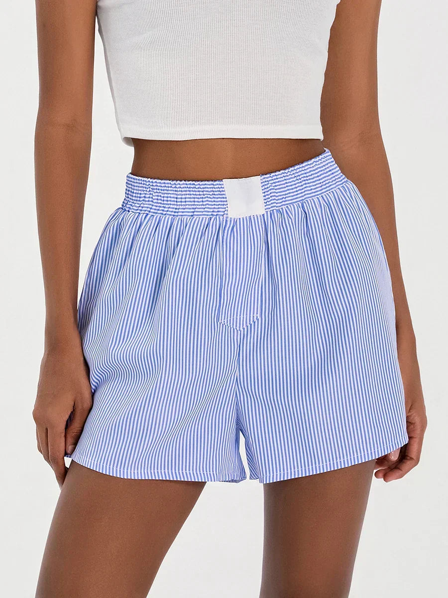 Striped Loose Wide Leg Lounge Short