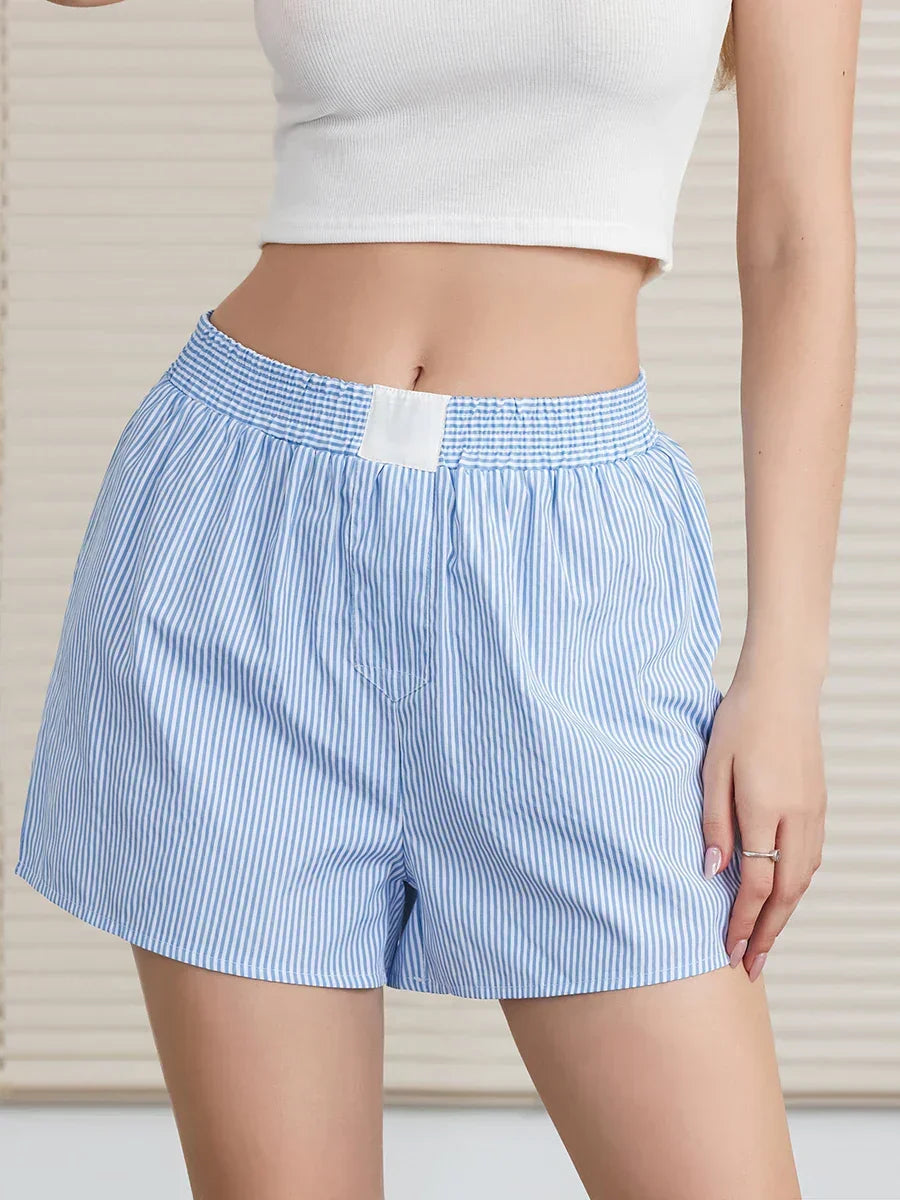 Striped Loose Wide Leg Lounge Short