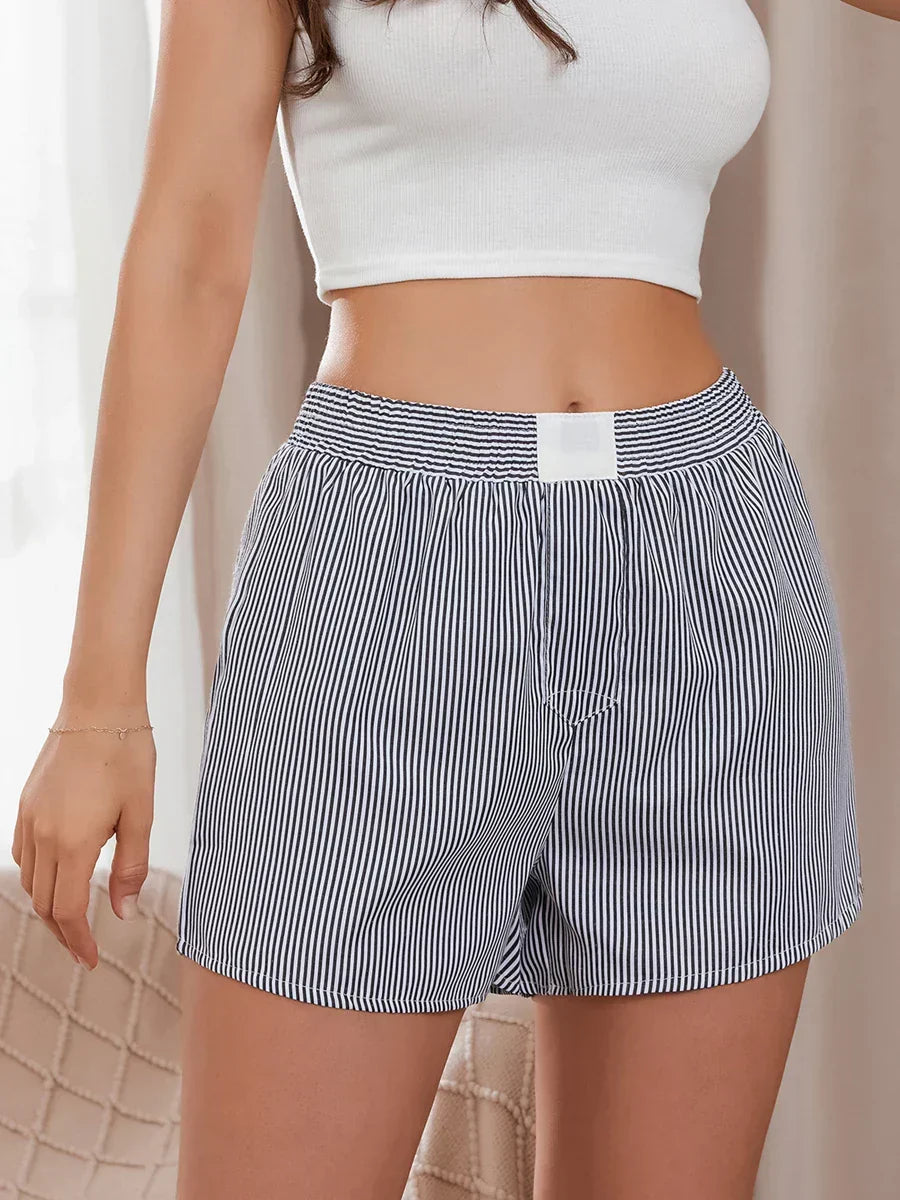 Striped Loose Wide Leg Lounge Short