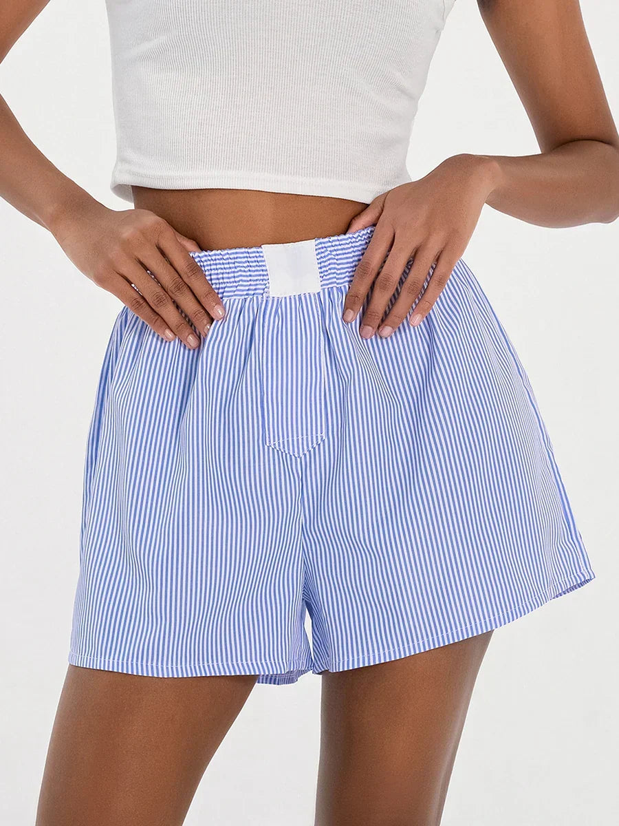 Striped Loose Wide Leg Lounge Short