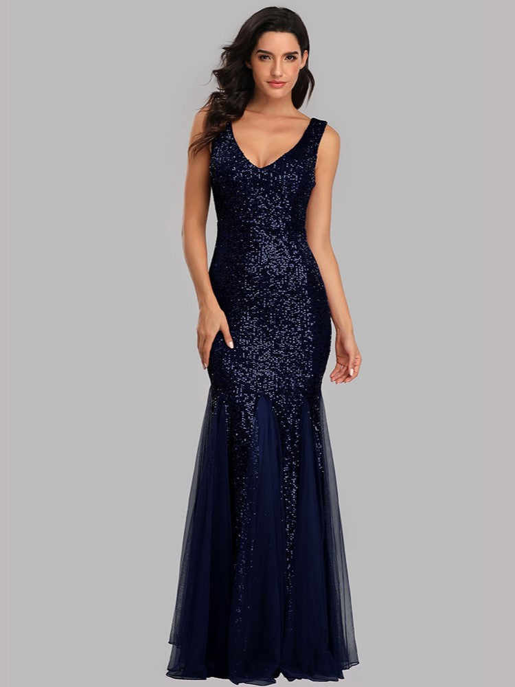 Sequin Gauze Evening Dress