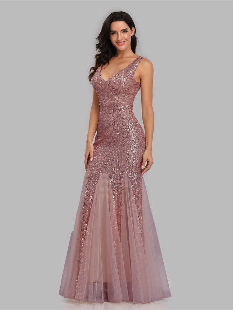 Sequin Gauze Evening Dress