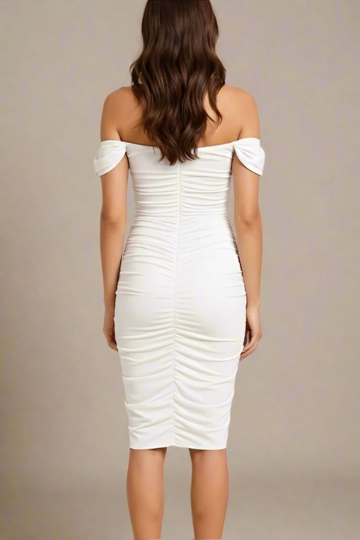 Zia Bodycon Wrap Dress - White Pearl (Sale)