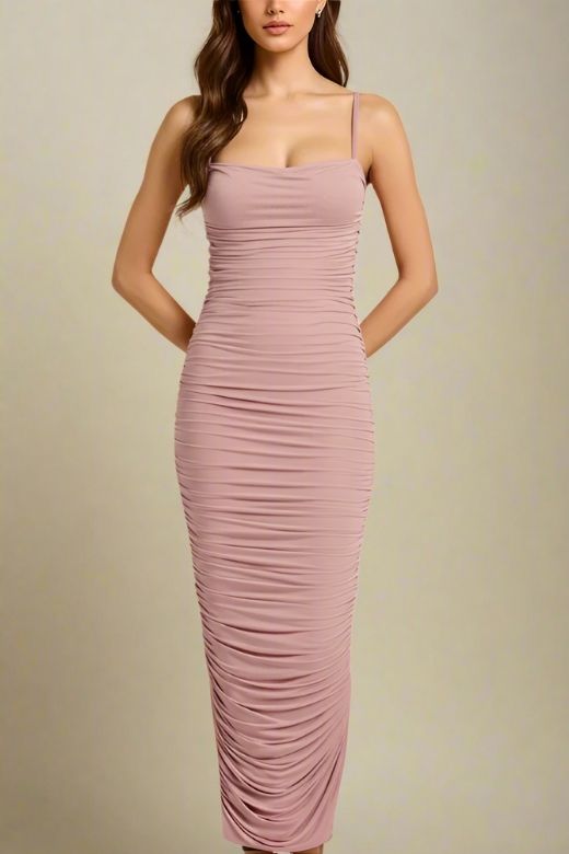 Zoe Bodycon Wrap Maxi Dress - Tan Brown (Sale)