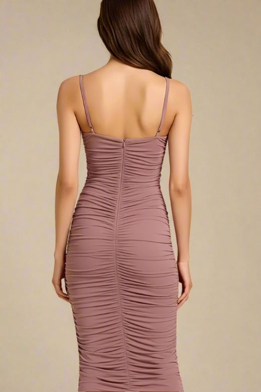 Zoe Bodycon Wrap Maxi Dress - Tan Brown (Sale)